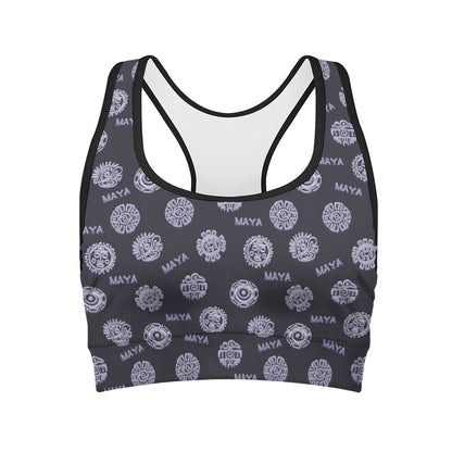 Maya Symbol Pattern Print Women's Sports Bra