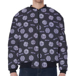 Maya Symbol Pattern Print Zip Sleeve Bomber Jacket