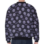 Maya Symbol Pattern Print Zip Sleeve Bomber Jacket