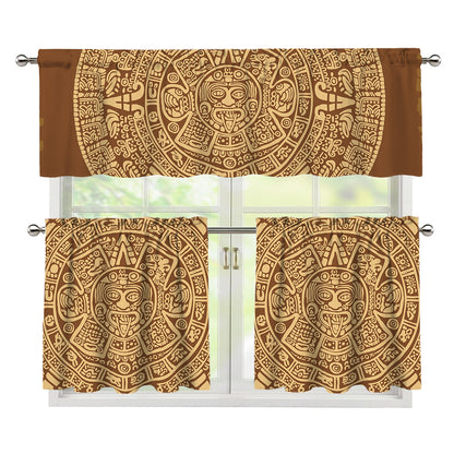 Mayan Calendar Print 3 Piece Kitchen Curtains