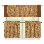 Mayan Calendar Print 3 Piece Kitchen Curtains