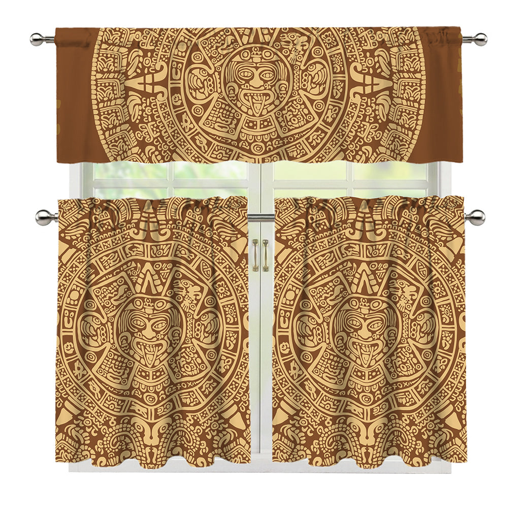 Mayan Calendar Print 3 Piece Kitchen Curtains