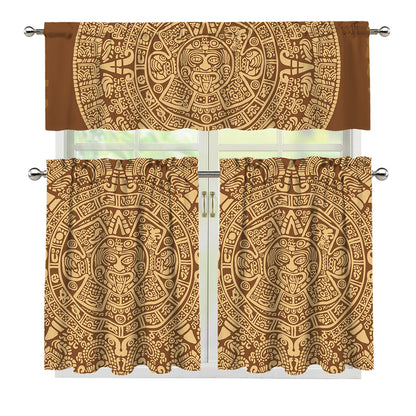 Mayan Calendar Print 3 Piece Kitchen Curtains