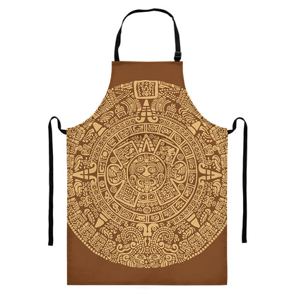 Mayan Calendar Print Bib Apron With Pocket