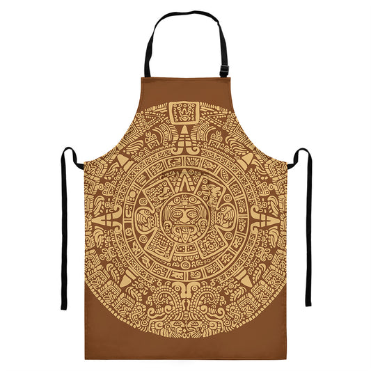 Mayan Calendar Print Bib Apron With Pocket
