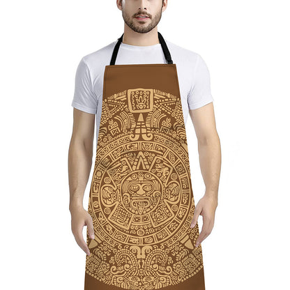 Mayan Calendar Print Bib Apron With Pocket