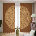 Mayan Calendar Print Blackout Pencil Pleat Curtains