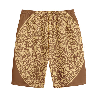 Mayan Calendar Print Cotton Shorts