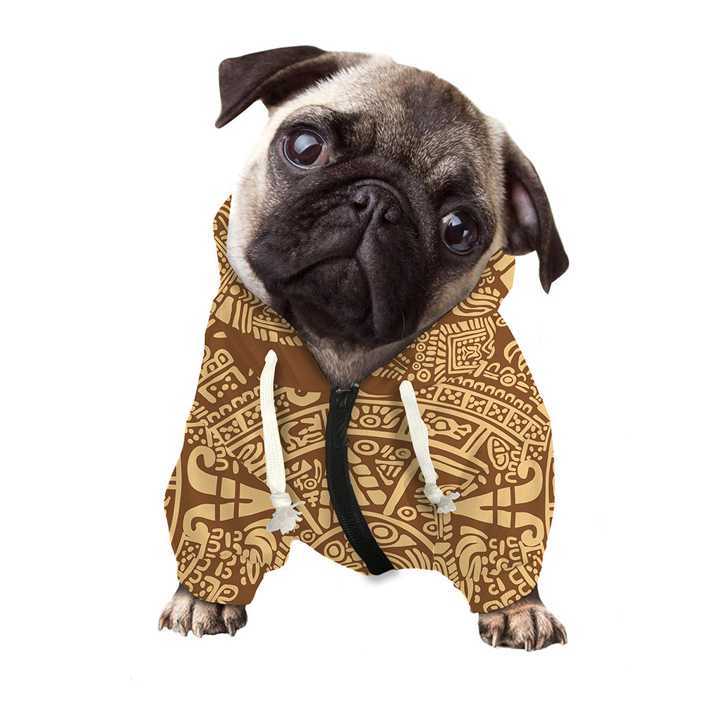 Mayan Calendar Print Dog Zip Up Hoodie
