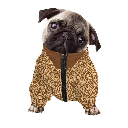Mayan Calendar Print Dog Zip Up Jacket