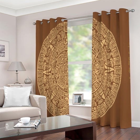 Mayan Calendar Print Extra Wide Grommet Curtains
