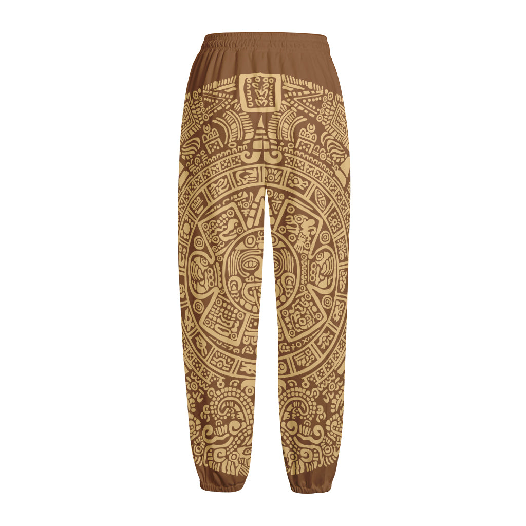 Mayan Calendar Print Fleece Lined Knit Pants