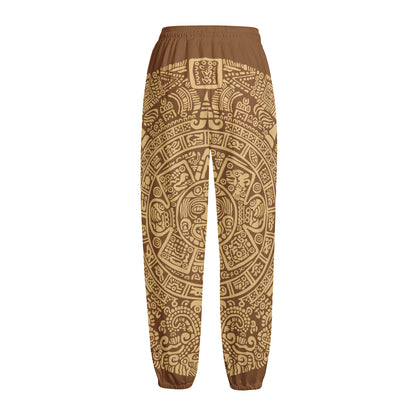 Mayan Calendar Print Fleece Lined Knit Pants