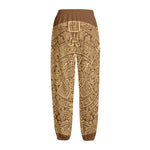 Mayan Calendar Print Fleece Lined Knit Pants