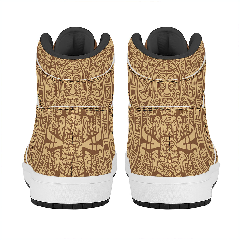 Mayan Calendar Print High Top Leather Sneakers