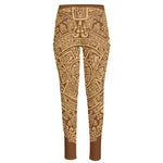 Mayan Calendar Print High-Waisted Pocket Leggings