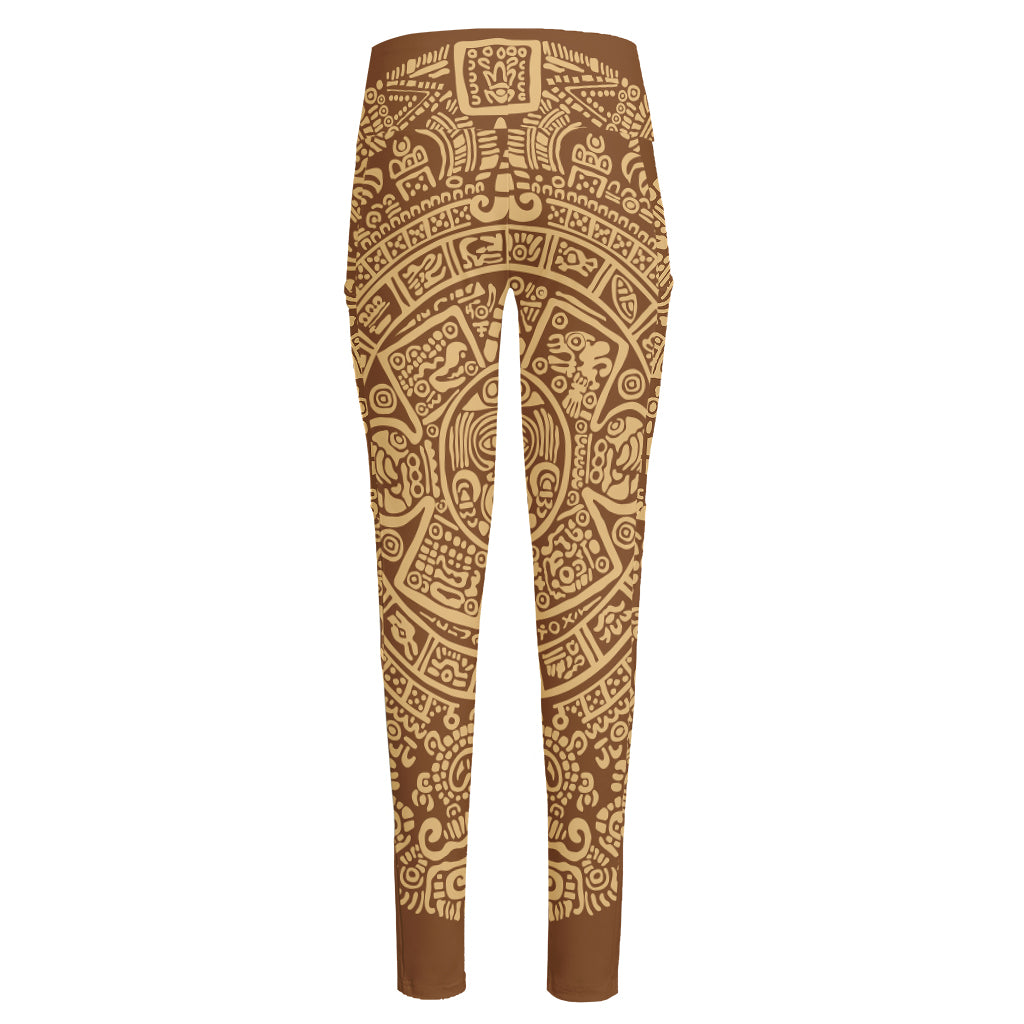 Mayan Calendar Print High-Waisted Pocket Leggings