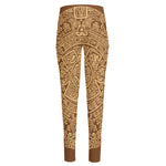 Mayan Calendar Print High-Waisted Pocket Leggings