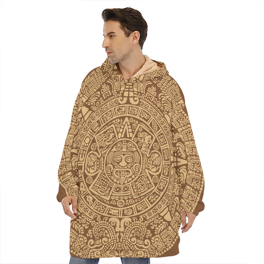 Mayan Calendar Print Hoodie Blanket