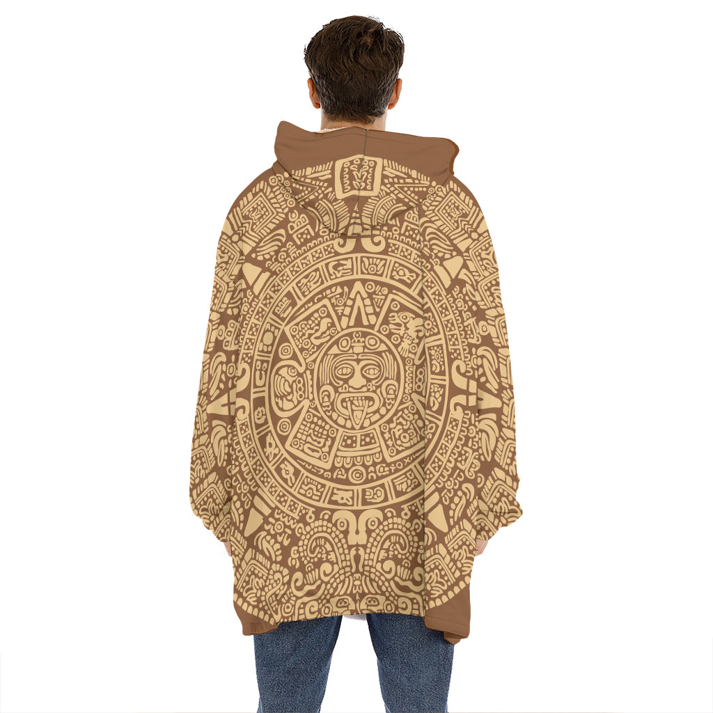 Mayan Calendar Print Hoodie Blanket