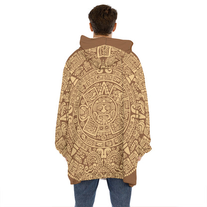 Mayan Calendar Print Hoodie Blanket