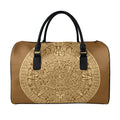Mayan Calendar Print Leather Duffel Bag