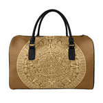 Mayan Calendar Print Leather Duffle Bag