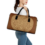 Mayan Calendar Print Leather Duffle Bag