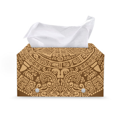 Mayan Calendar Print Leather Tissue Box Cover