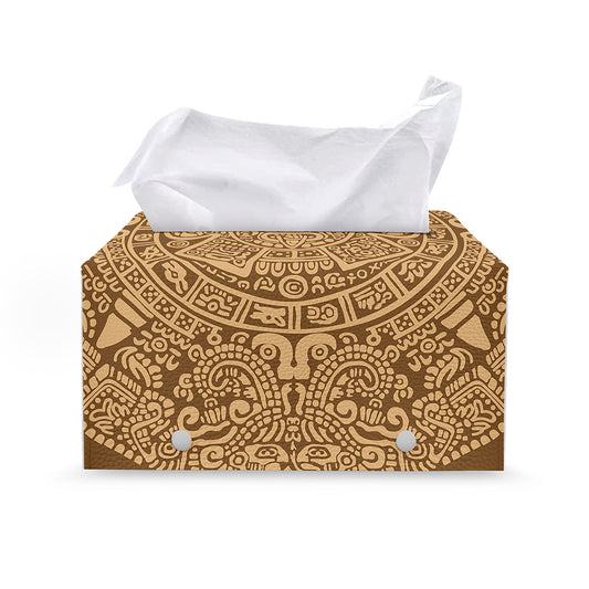 Mayan Calendar Print Leather Tissue Box Cover