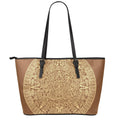Mayan Calendar Print Leather Tote Bag With Zipper