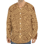 Mayan Calendar Print Long Sleeve Baseball Jersey