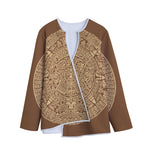 Mayan Calendar Print Long Sleeve Short Coat