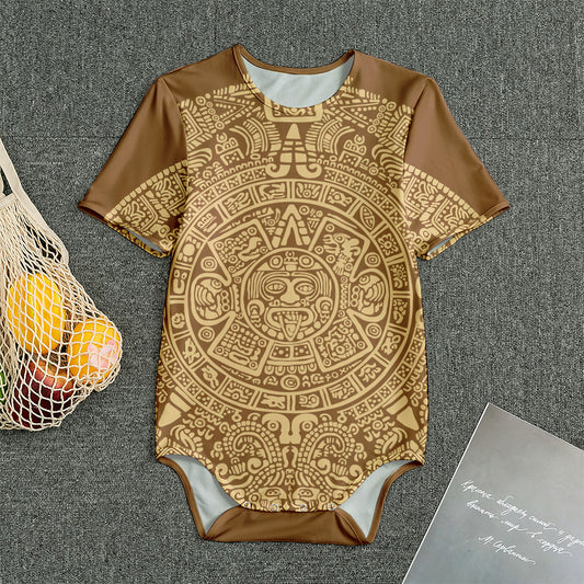 Mayan Calendar Print Men's Bodysuit