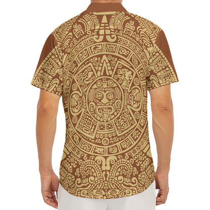 Mayan Calendar Print Men's Deep V-Neck Shirt