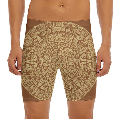 Mayan Calendar Print Men's Long Boxer Briefs