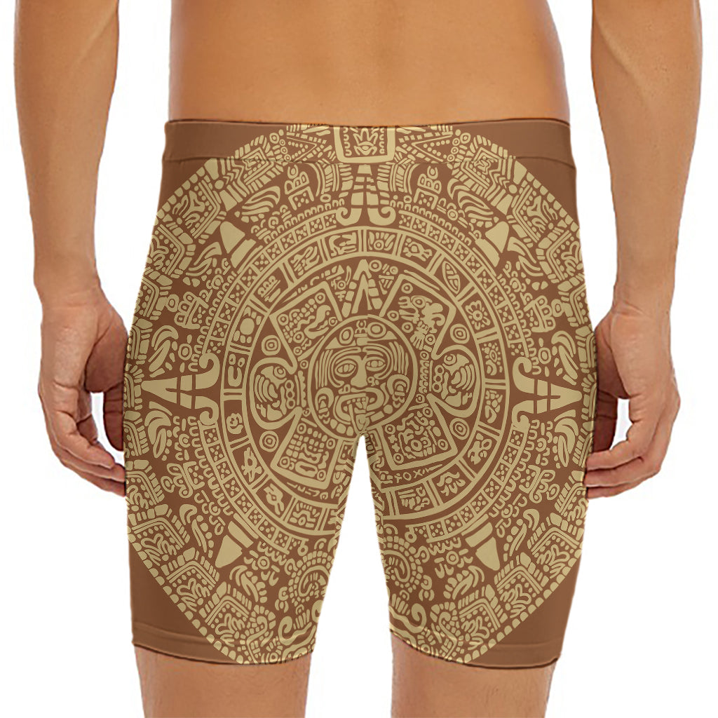 Mayan Calendar Print Men's Long Boxer Briefs