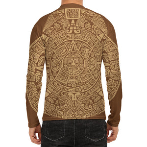 Mayan Calendar Print Men's Long Sleeve Rash Guard