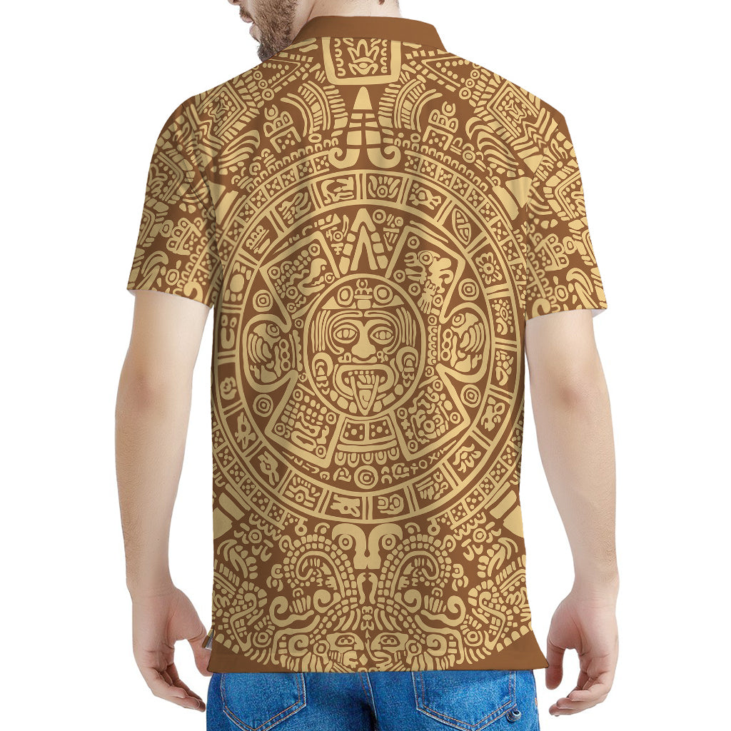 Mayan Calendar Print Men's Polo Shirt