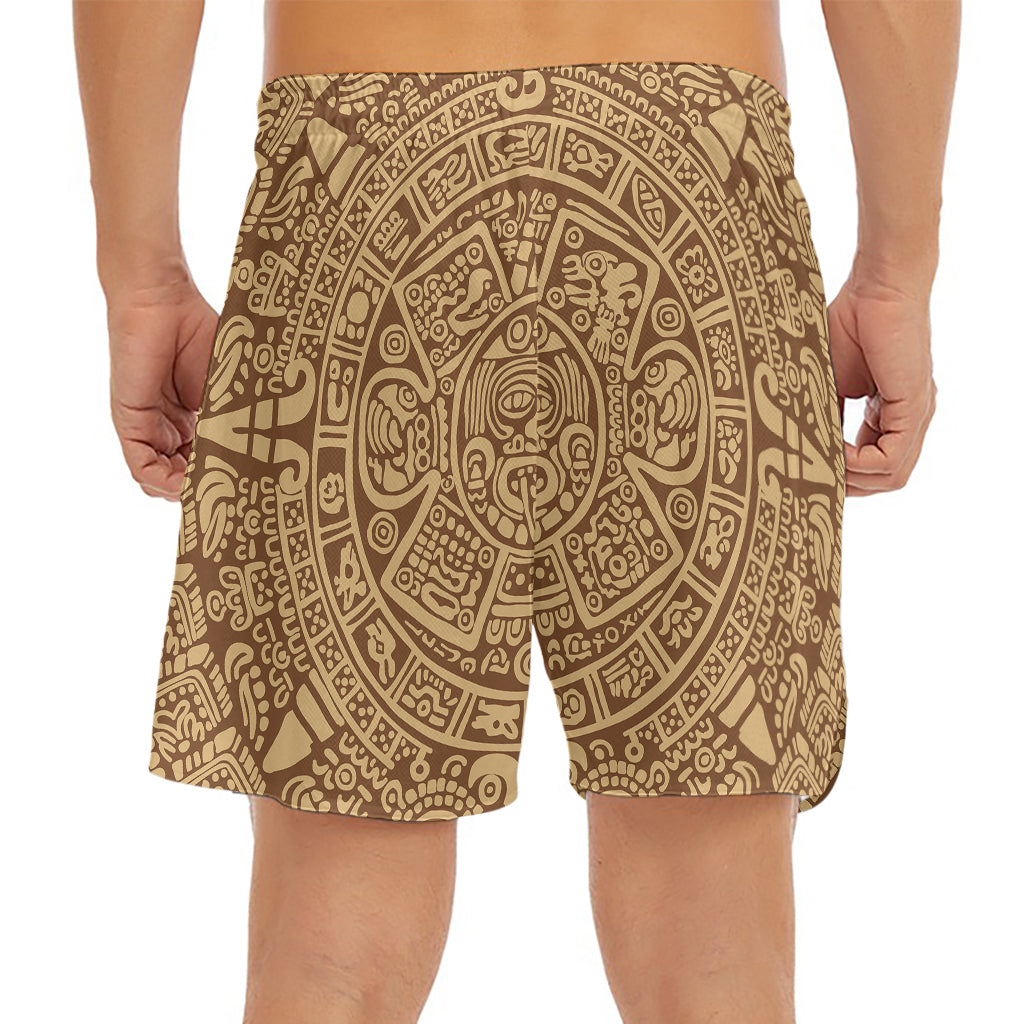 Mayan Calendar Print Men's Split Running Shorts