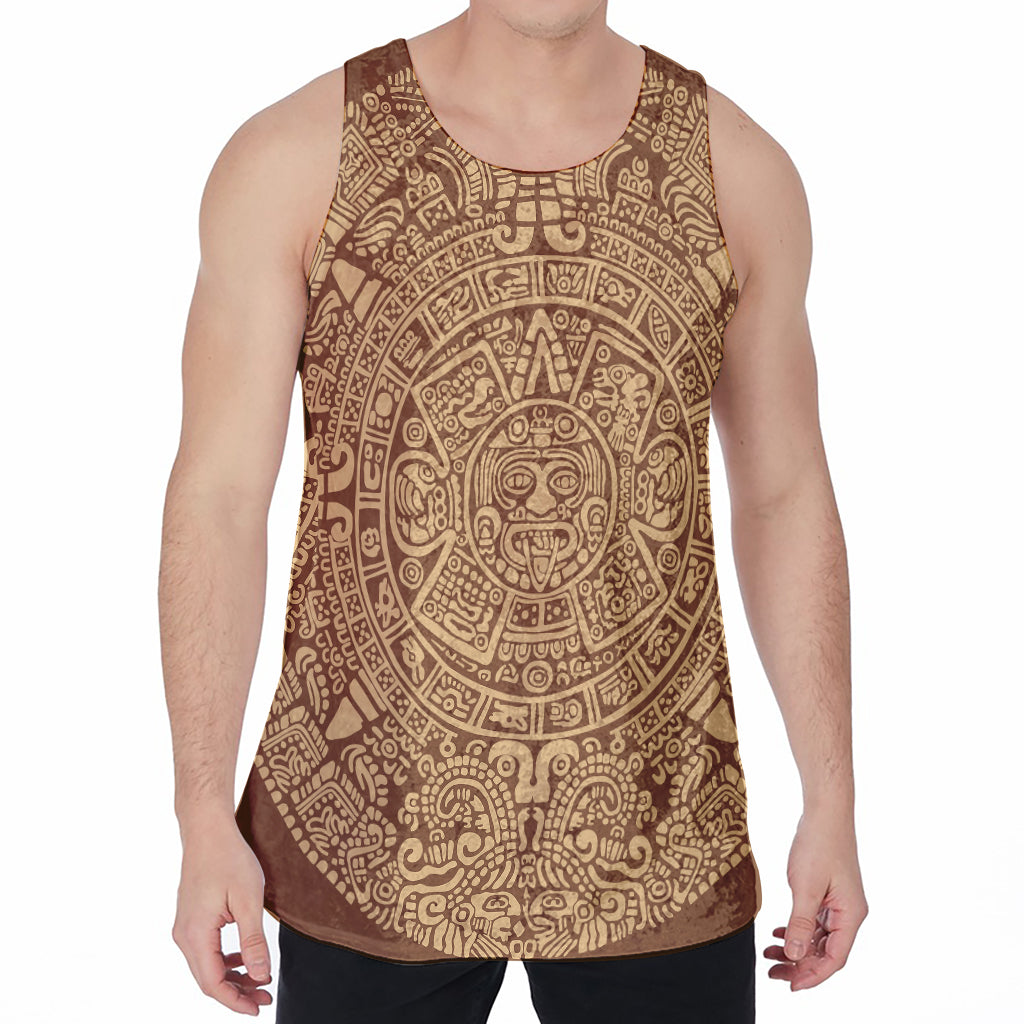 Mayan Calendar Print Men's Velvet Tank Top