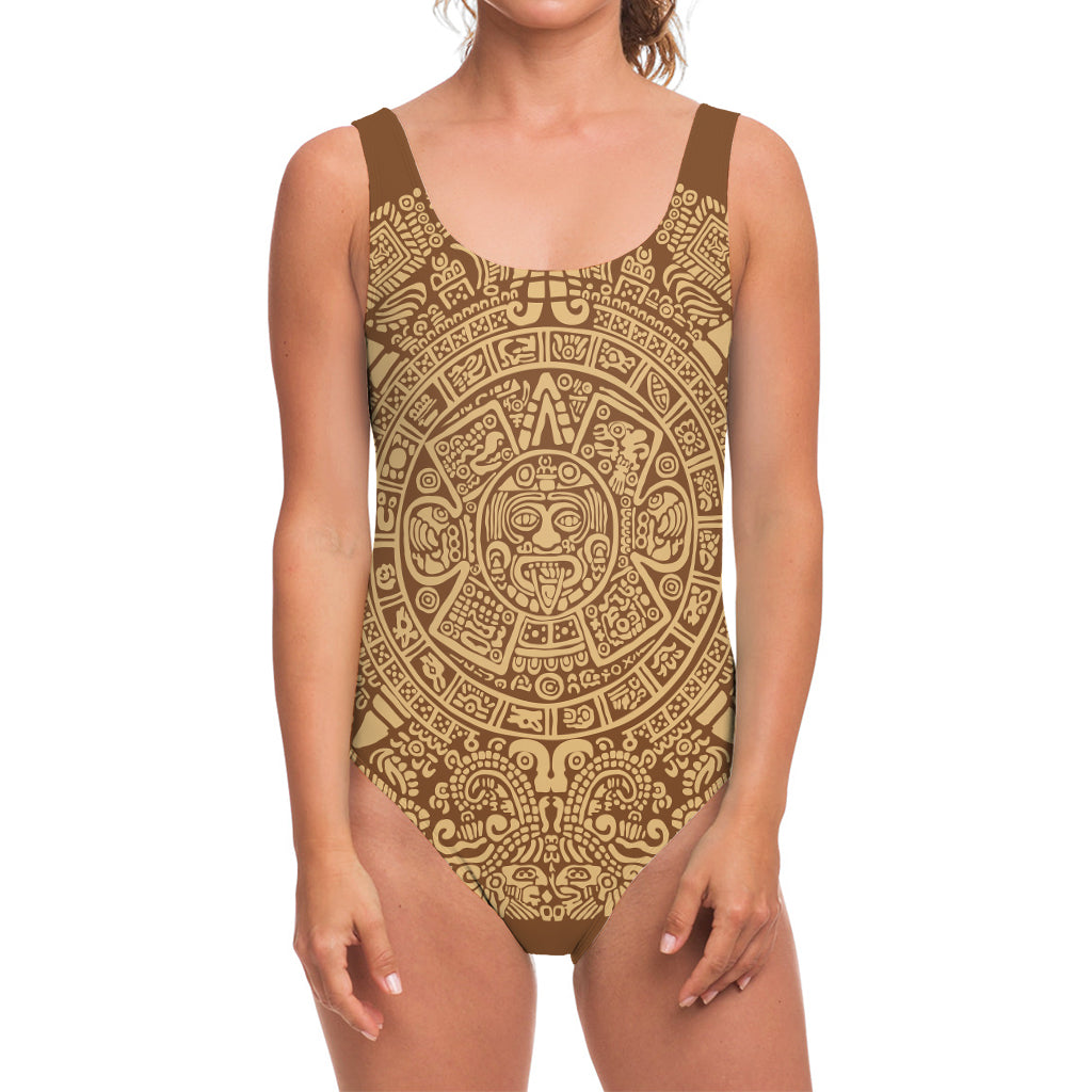 Mayan Calendar Print One Piece Swimsuit