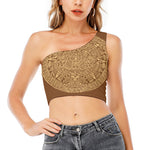 Mayan Calendar Print One Shoulder Crop Top