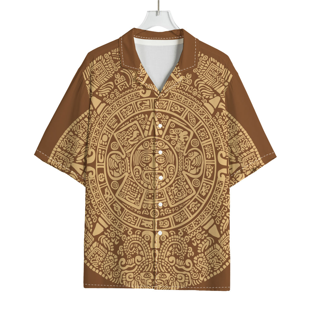 Mayan Calendar Print Rayon Hawaiian Shirt