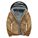 Mayan Calendar Print Sherpa Lined Zip Up Hoodie