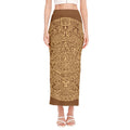 Mayan Calendar Print Side Slit Maxi Skirt