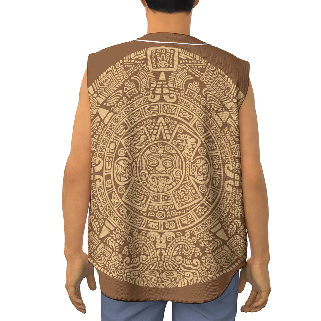 Mayan Calendar Print Sleeveless Baseball Jersey