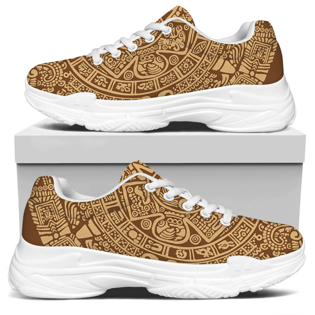Mayan Calendar Print White Chunky Shoes
