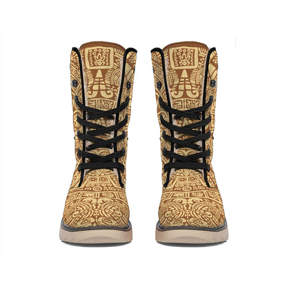 Mayan Calendar Print Winter Boots