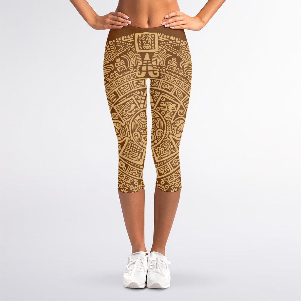 Mayan Calendar Print Women's Capri Leggings